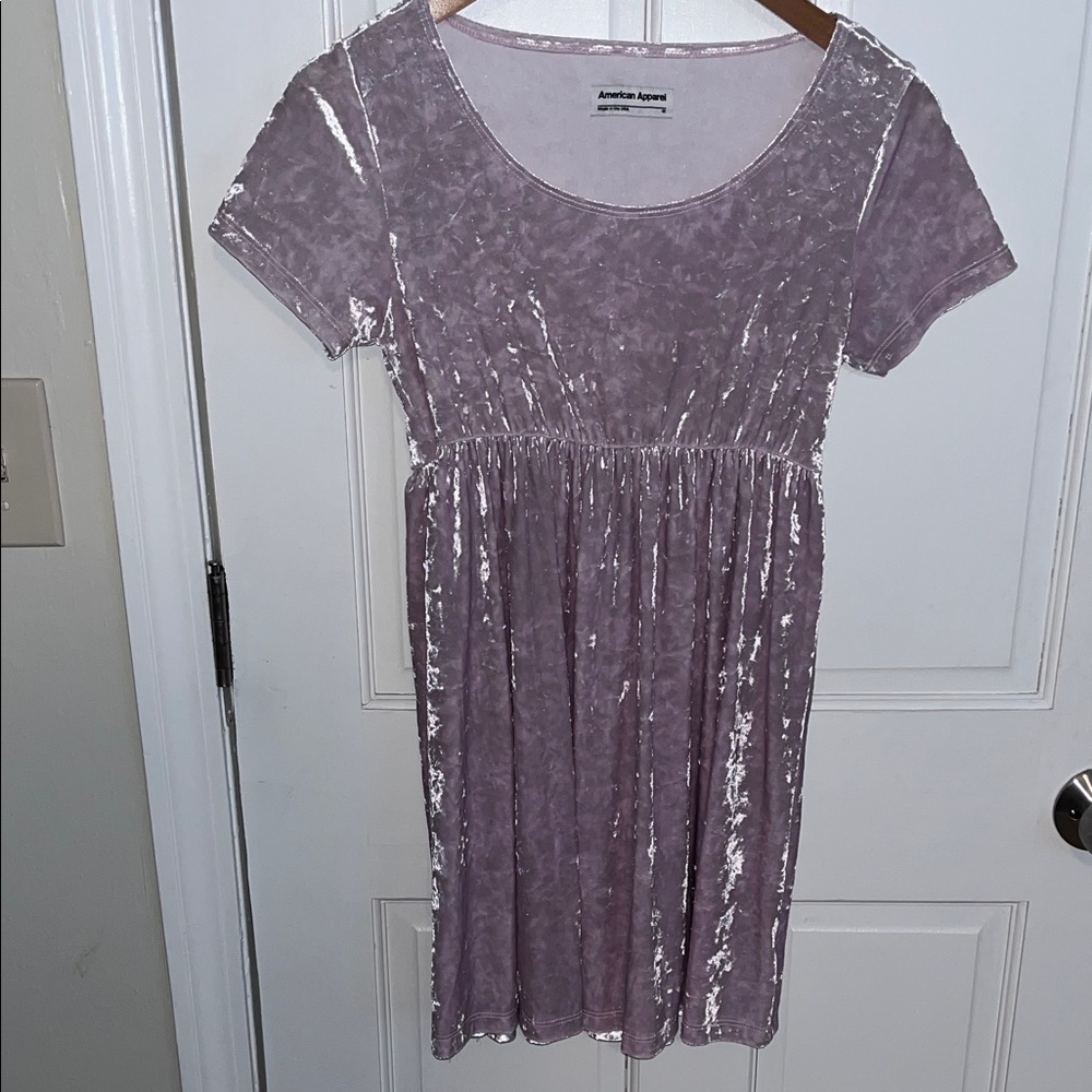 Vintage American Apparel Lavender Babydoll Velvet Dress Size Medium